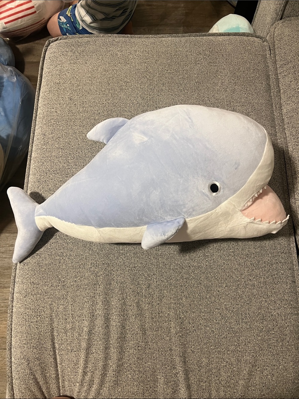 Plush Whale Stuffed Toy - Light Blue and Cream